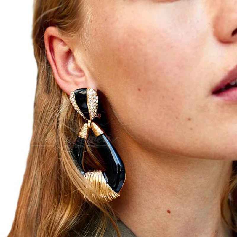 Модные металлические золотые висячие серьги AOTEMAN геометрические винтажные