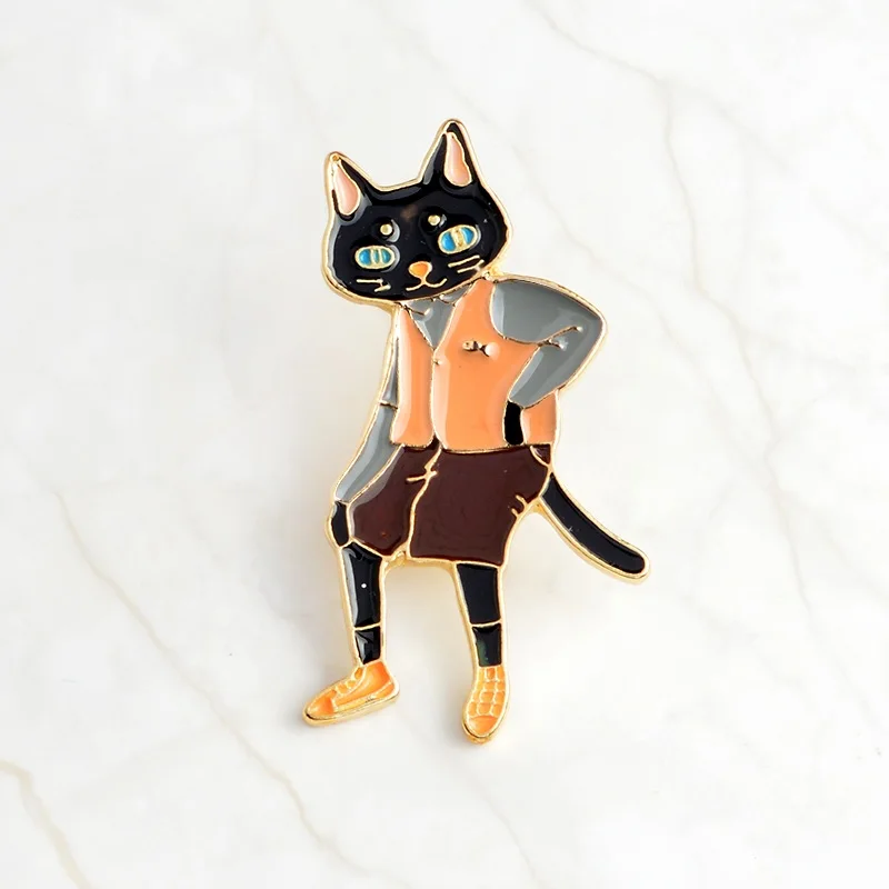 Mr cat Qihe ювелирные изделия булавки и броши кролик/лиса/кошка пара эмалированные значки на булавке шляпа рюкзак аксессуары ювелирный подарок для возлюбленных для влюбленных - Окраска металла: Mr cat