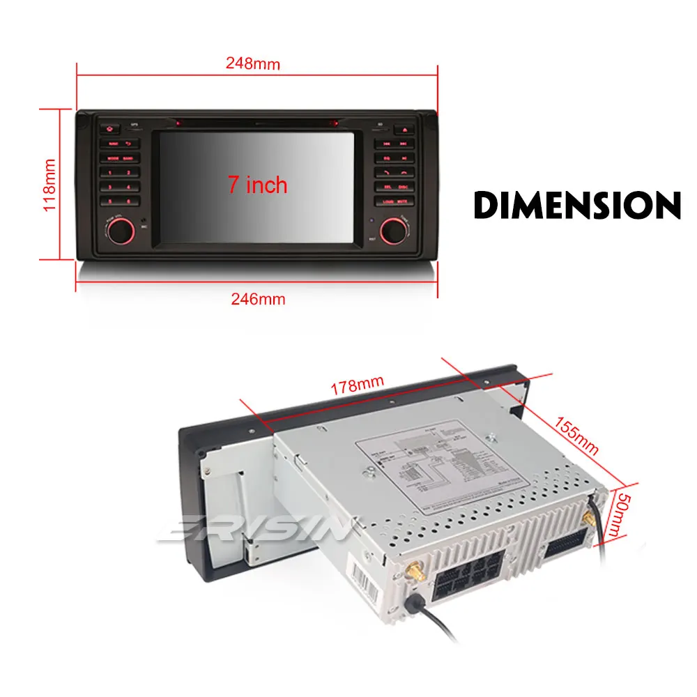 Erisin ES7339B 2 din Android 8 0 Восьмиядерный 4 Гб RAM автомобильный DVD GPS DAB для BMW 5er E39 E53 X5 M5 Радио