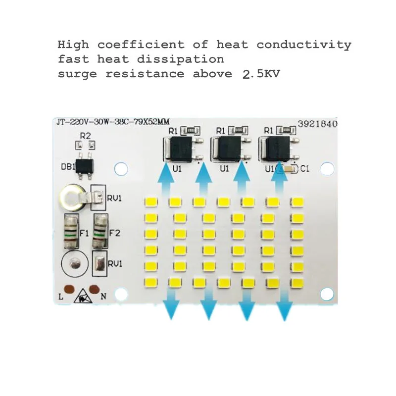 Светодиодный чип AC220V COB SMD2835 10 Вт 20 Вт 30 Вт 50 Вт 100 Вт 200 Вт линейный ламповый модуль прожектора без необходимости Светодиодный драйвер 10 шт