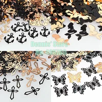 10000pcspack multi shapes snowflake crown logo design black brone metallic sequins nail art sticker cell phone decoration tg