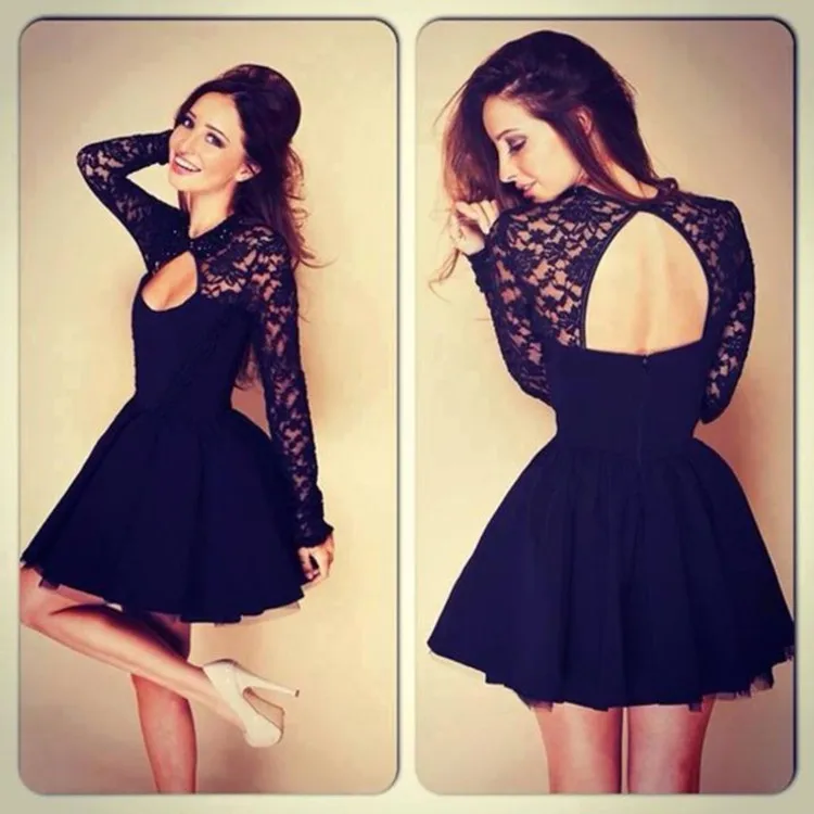 Ажурное кружевное мини платье на бретельках с длинным рукавом WJ185|a dress|dress sexylong