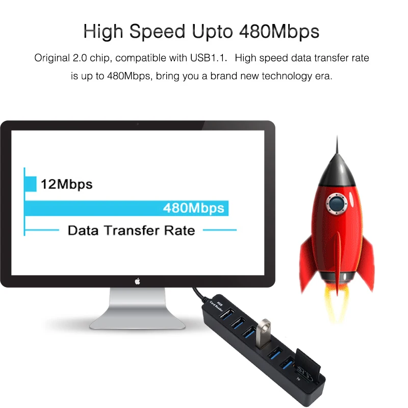 Usb хаб Kebidu 3/6 портов расширитель концентратора высокоскоростной Мульти USB