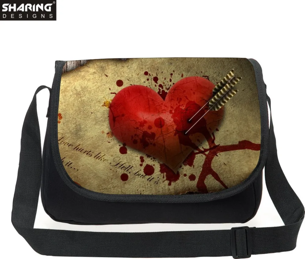 Бесплатная доставка модные милые сумки-мессенджеры с сердечками для девочек