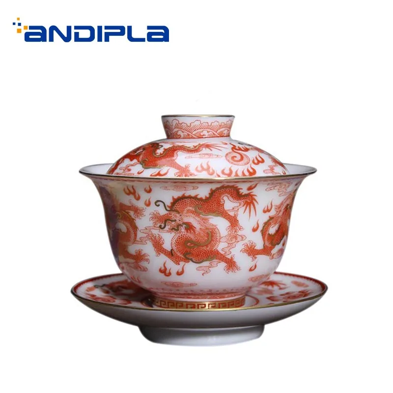 Фарфоровая посуда для напитков Jingdezhen Gaiwan 160 мл чайная ручная роспись узор дракона