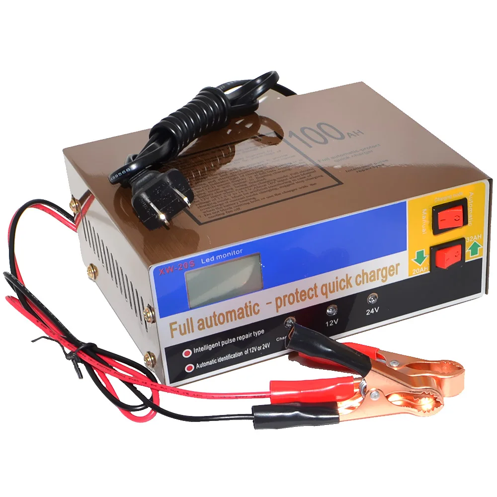 12 V/24 V 100AH автомобиля скутер Батарея Зарядное устройство автоматический светодиодный Дисплей импульсный ремонт Зарядное устройство 12002654