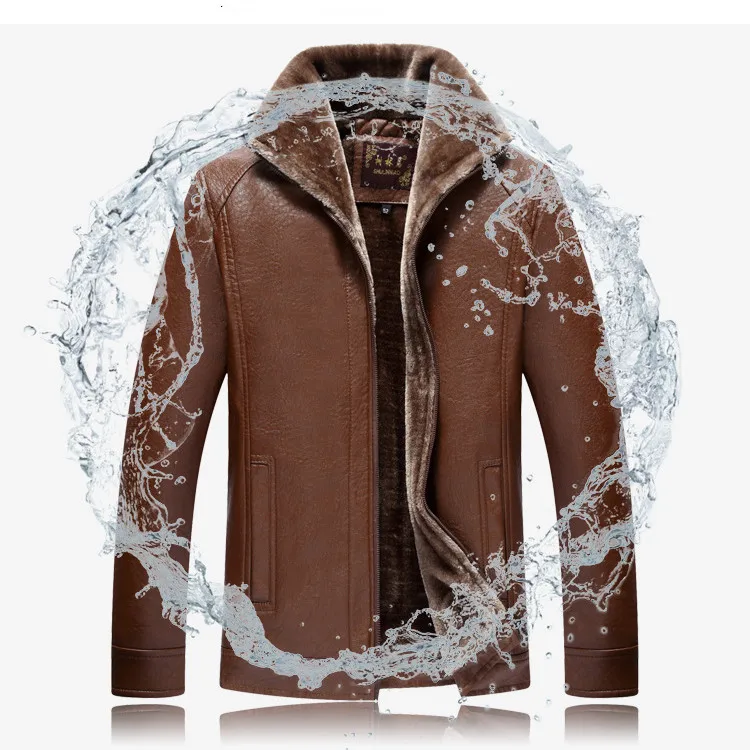 Осенняя и зимняя Качественная мужская кожаная куртка, теплая деловая повседневная куртка из искусственной кожи плюс бархатная Толстая Теплая Куртка парка