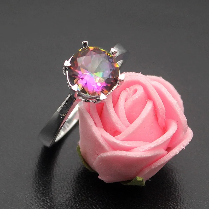 Rainbow Mystic FireTopaz Wedding Band For Women Ring Size 7 8 9 Free Shipping | Украшения и аксессуары