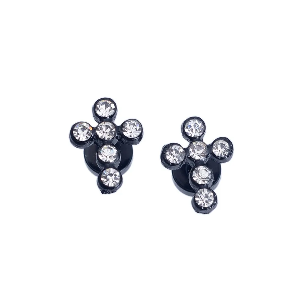 

1 Pair Alloy Rhinestone Skeleton Studs Earrings For Women Chic Black Color Ear Stud Piercing Jewelry Gifts Wholesale