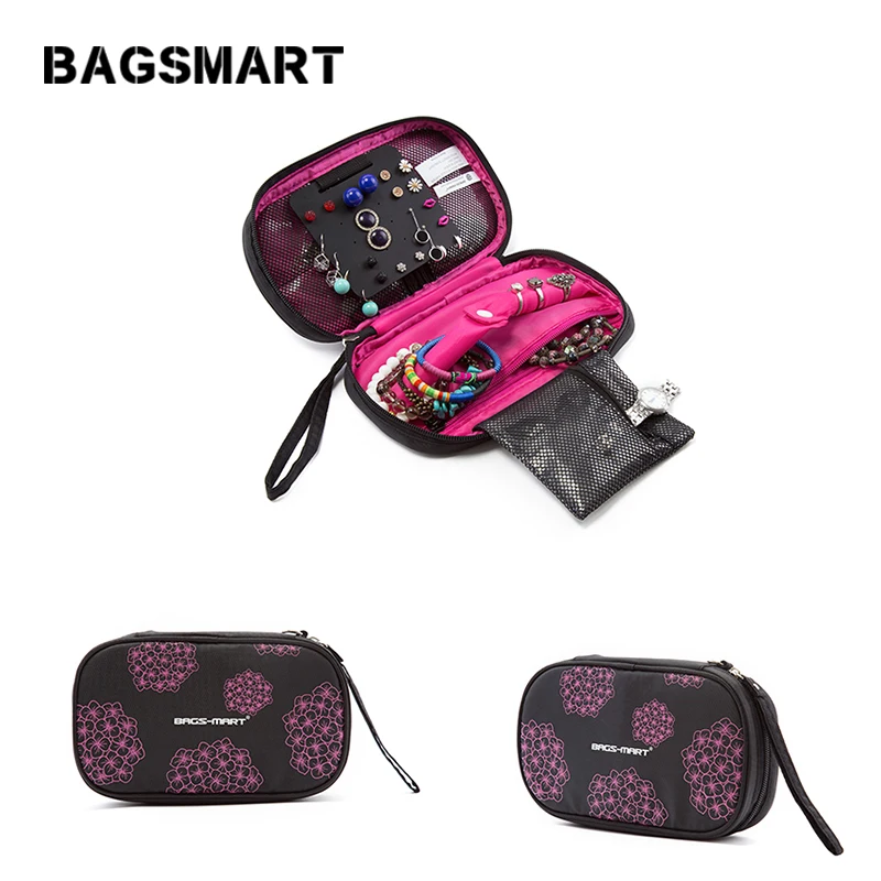 

BAGSMART Women Jewelry Pouch Bag Travel Jewelry Organizer Case Portable Women Makeup Bags Cosmetic Case Jewelry Clutch Bags