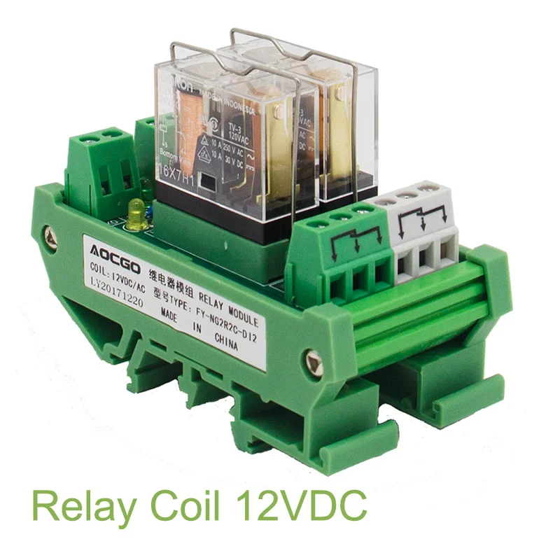Фото 2-канальный 1 SPDT DIN рейку OMRON G2R 12V DC/AC интерфейс релейный модуль №1