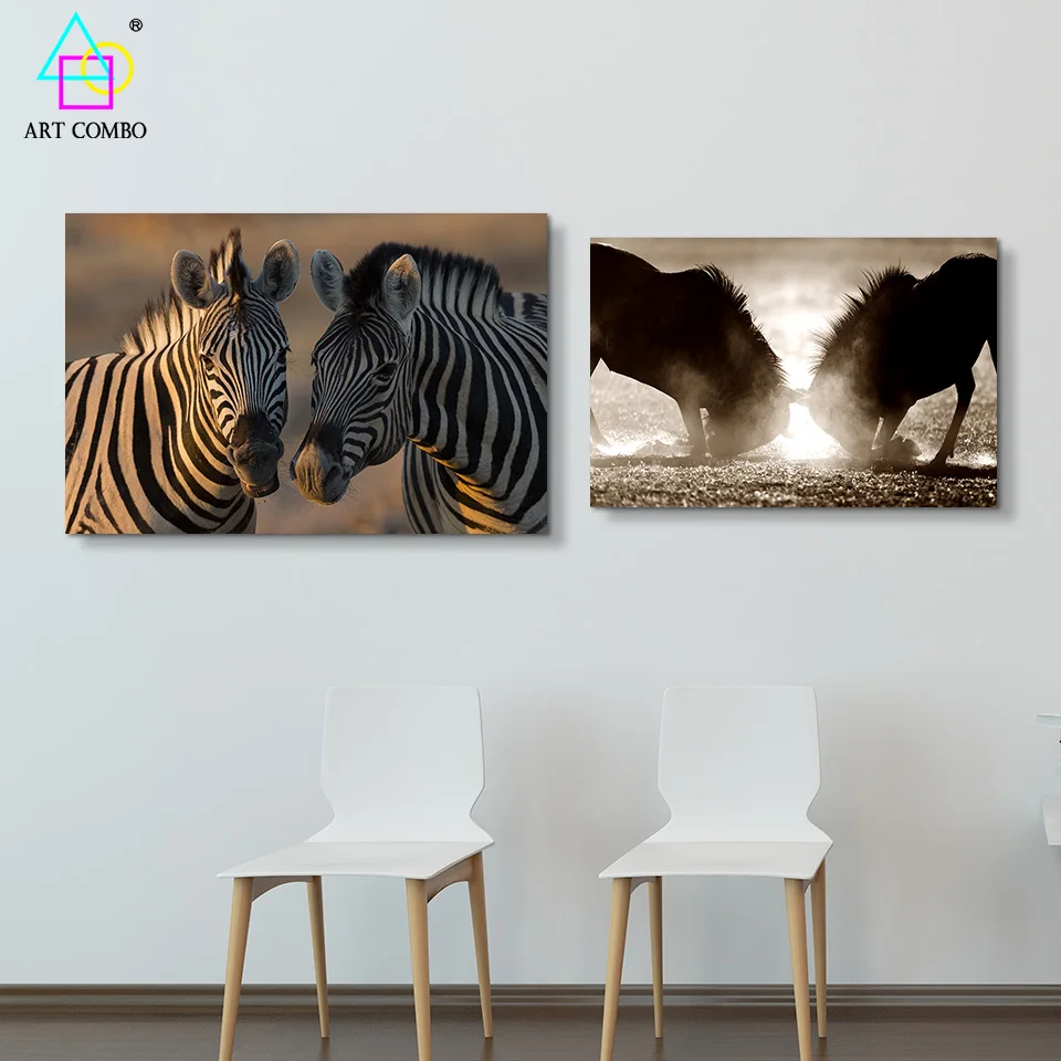 Животные Картины Другой Стиль Жизни зебр и Коров Искусства Главная Декор Стены