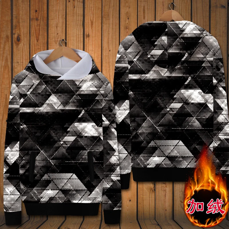 

European style fashion creative geometric pattern printing pullover hoodies Autumn&Winter New quality oversized sweatshirts men
