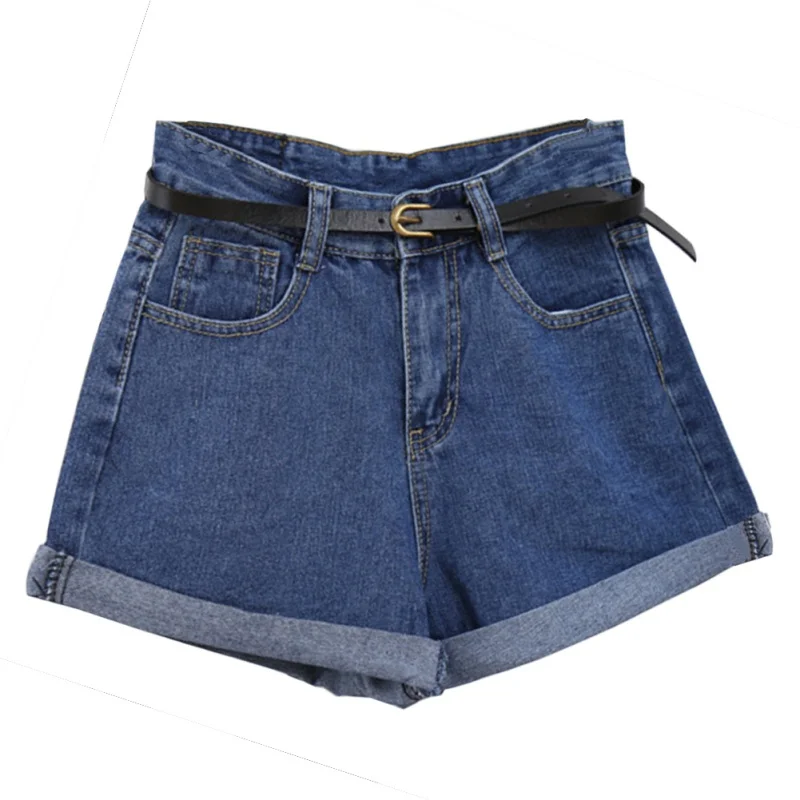 

Retro Jeans Woman Summer High Waisted Rolled Denim Jean Shorts with Pockets Plus Size Shorts