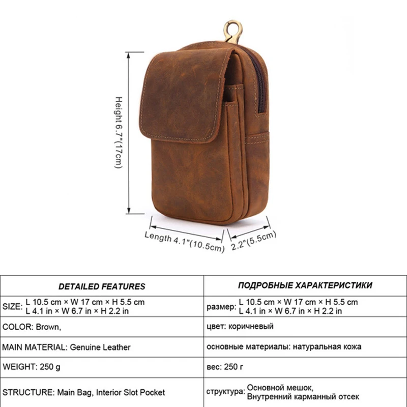 2018 new men's leather purse genuine waist pack phone bag retro travel small wear belt YD282 | Багаж и сумки