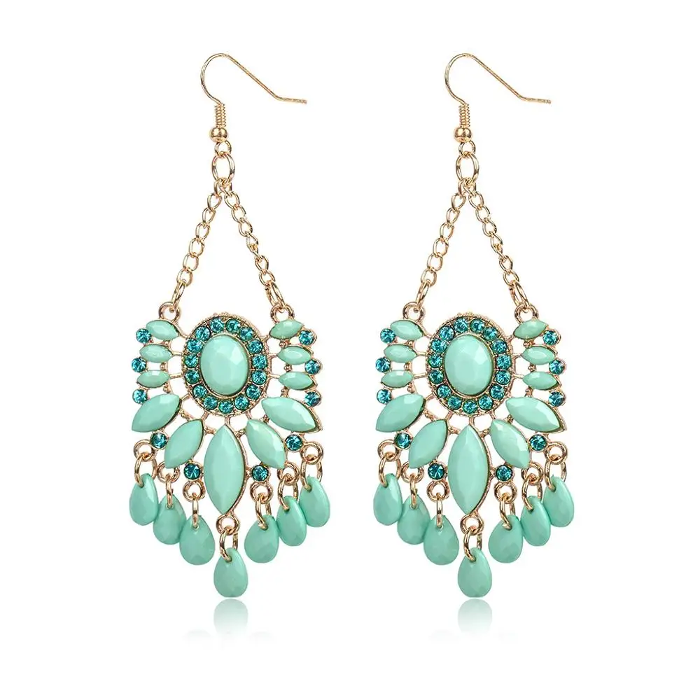 Женские модные серьги Стразы из стекла и смолы милые Металлические Серьги с