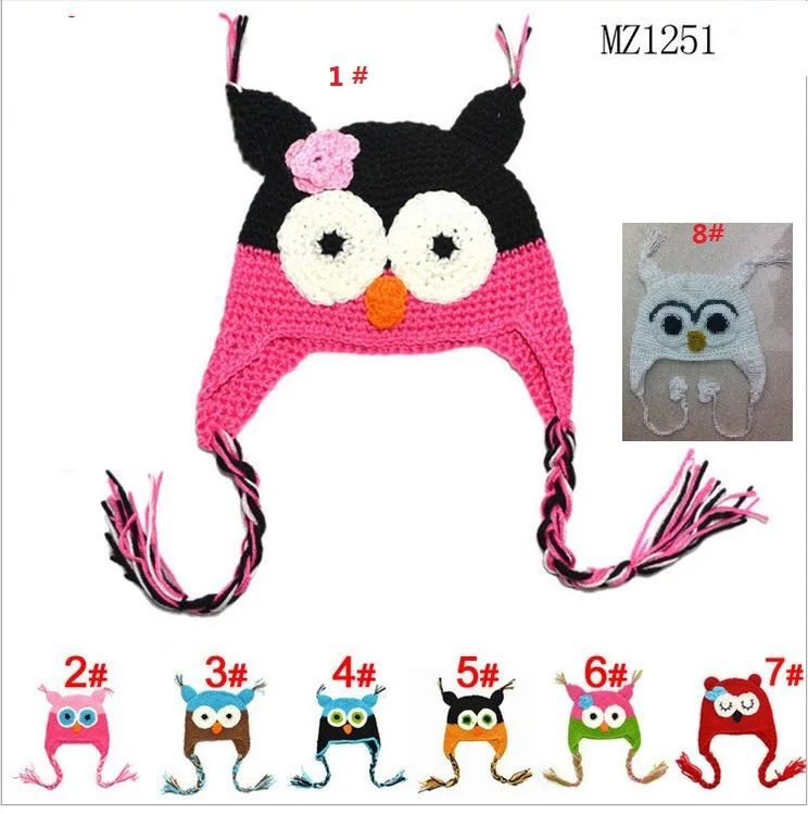 5 шт./лот разноцветная вязаная шапочка для малышей ручной работы крючком с ушками