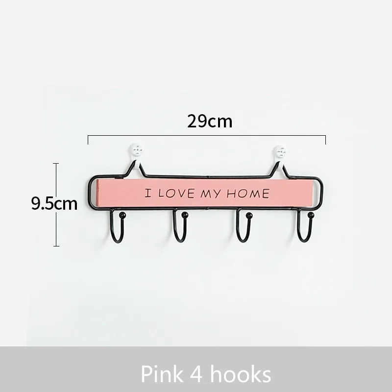 Pink 4 hooks Высокое качество креативный деревянный металлический крючок настенный ключ одежда шляпа стеллаж для хранения с крючком крыльцо гостиная украшение кухонной стены - Цвет: Pink 4 hooks