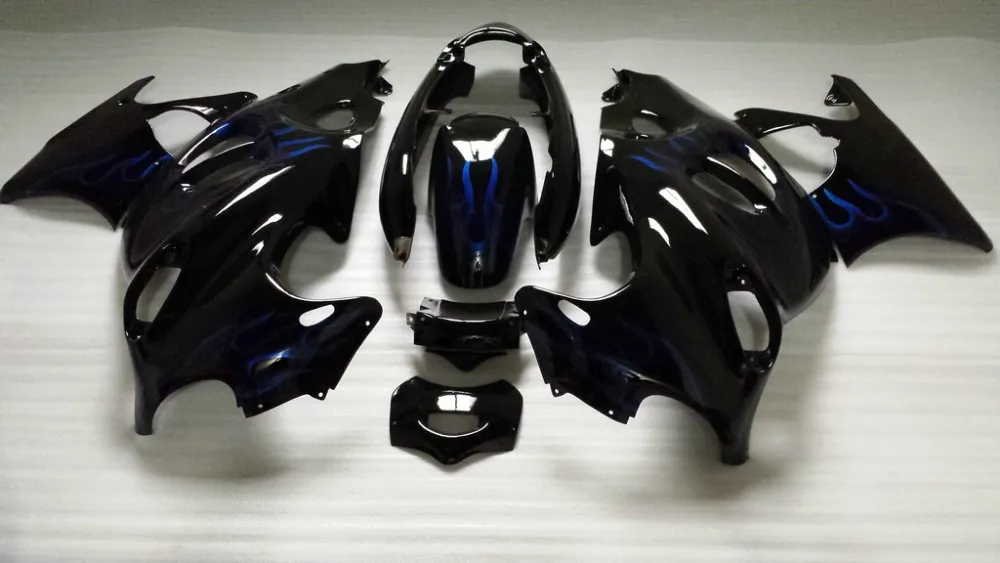 Обтекатели подходит для SUZUKI GSX600F GSX750F 96 99 00 02 03 04 06 GSX600 750F Катана 1996 2006 Синий Пламя Черный комплект обтекателей YD03