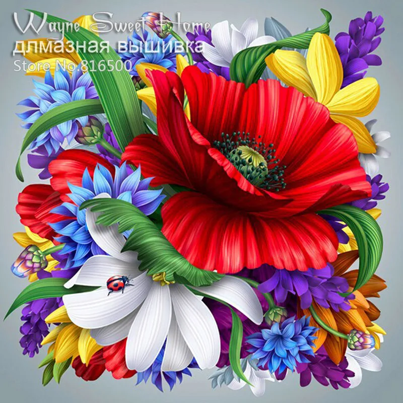 5D Вышивка сделай сам алмазная живопись вышивка крестиком животные красные цветы