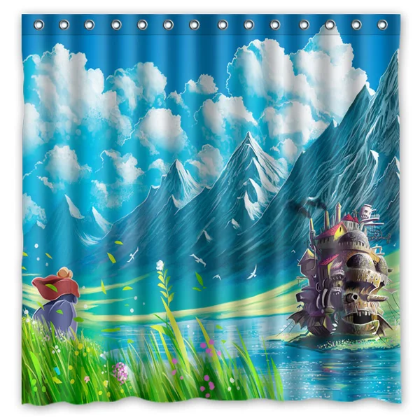 Howls Moving Castle аниме мультяшный рисунок полиэстер занавески для душа