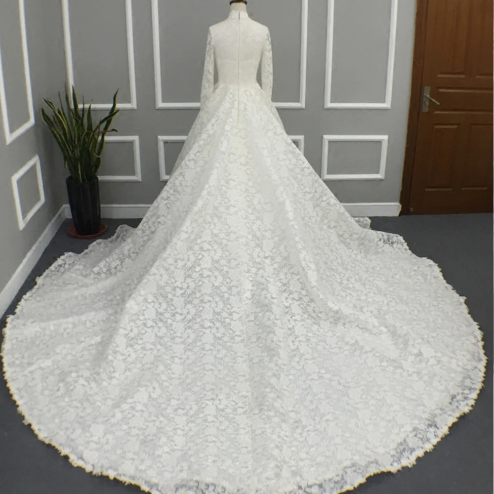 Мусульманское кружевное свадебное платье с длинным рукавом Vestido De Noiva Renda новый