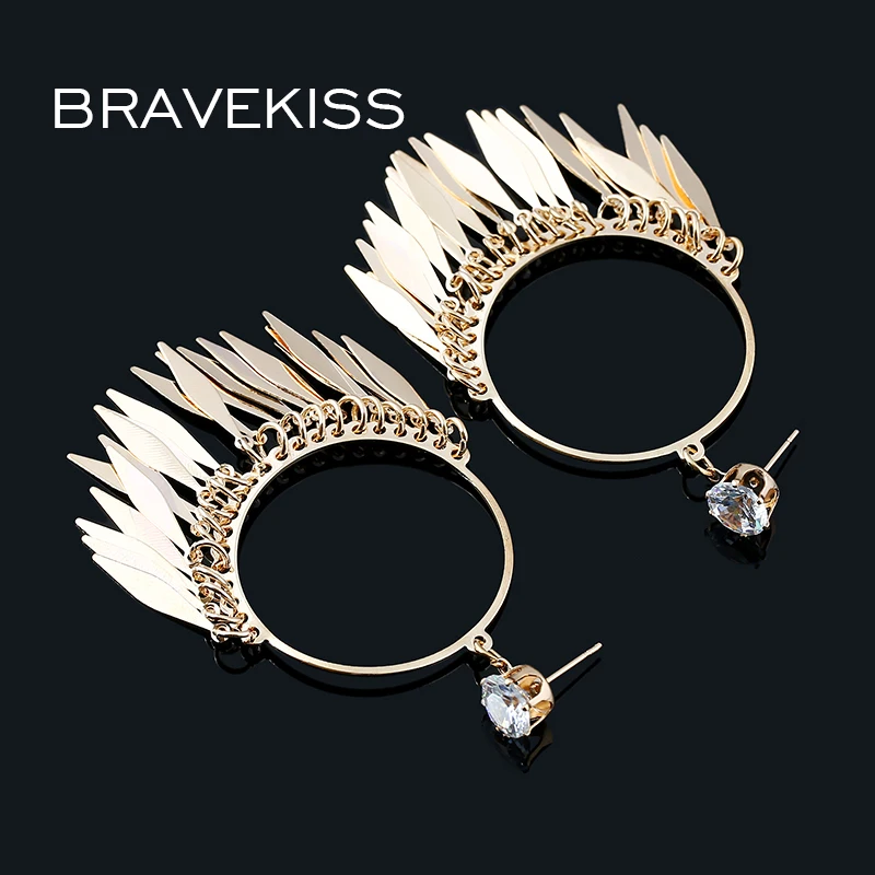 Bravekiss Винтаж eetal листьев кисточкой Серьги для Для женщин кубического циркония
