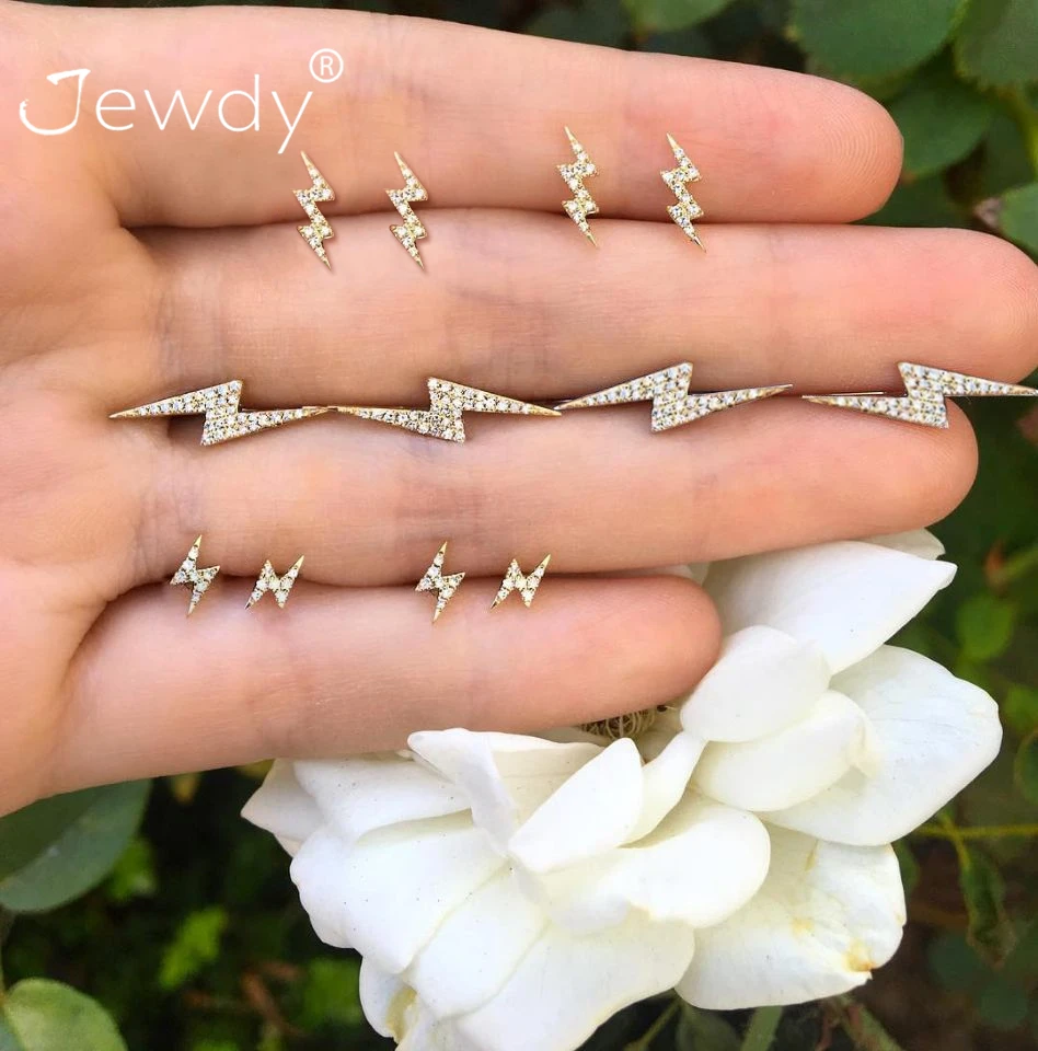 

6 Pairs/Set Golden Lightning Design Stud Earrings Set for Women Boho Crown Feather Ear Jewelry Gifts