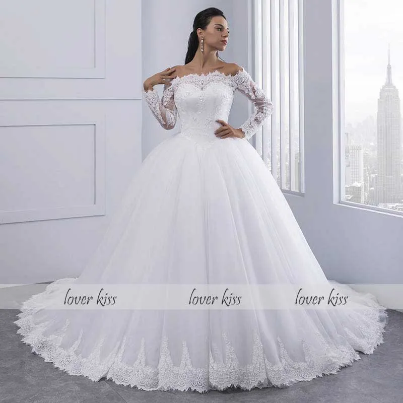 Любовник Поцелуй Vestidos de Noiva кружевное бальное платье свадебное 2021 с длинными