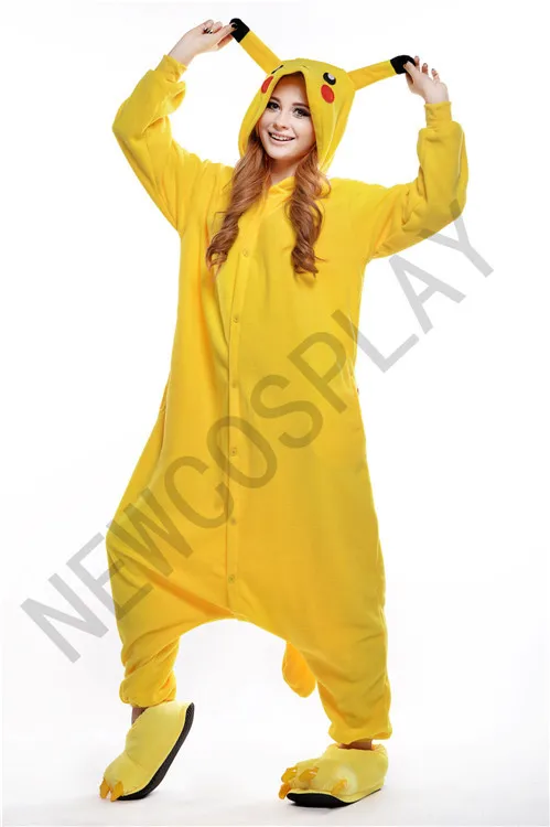 New Unisex Pikachu Cartoon Animal Pyjamas Jumpsuit Cosplay Costume Sleepwear Yellow Onesie Overall Rompers NEWCOSPLAY | Тематическая