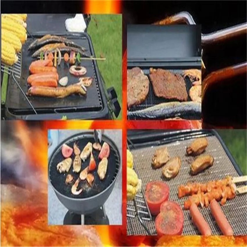 1pc 40X33CM Non Stick PTFE BBQ Liners Oven Liner Grill Foil Barbecue Reusable Teflon Cooking Sheet Free shippig PC871836 | Дом и сад
