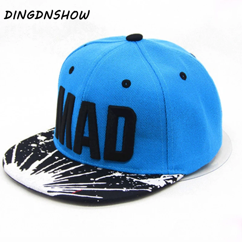 [DINGDNSHOW] модная кепка Snapback, детская бейсболка с вышивкой MAD Letter, Детская кепка для мальчиков и девочек, плоская кепка в стиле хип-хоп