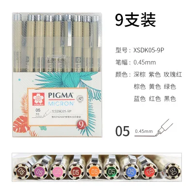 Sakura Pigma Micron Fine Line Pen Set Multi-Color Needle Drawing Brush Pen XSDK 005/01/2/3/4/5/8/1.0/PN Sketching Art Supplies