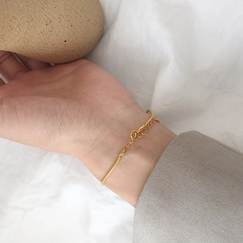 Женские браслеты из серебра 100% пробы простые круглые браслеты-змеи 2 мм с