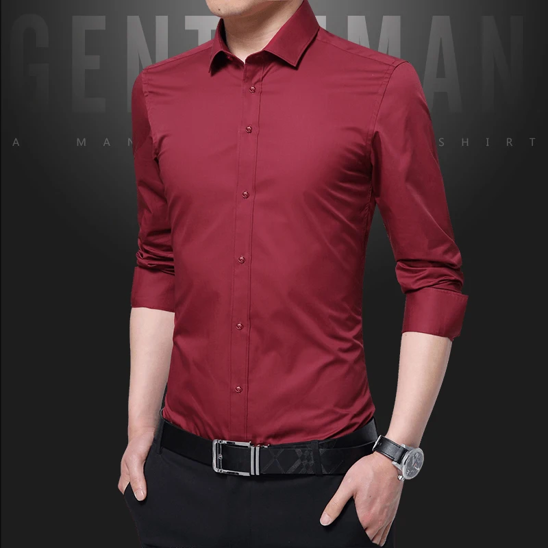 

Pure Color Formal Men Shirts Slim Fit Men Dress Shirt Multi Color Choice Fashion Classic Men Business Shirt