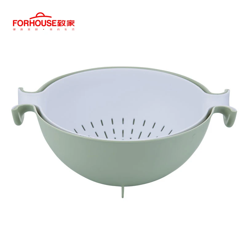 Корзина для овощей и фруктов, многофункциональная, двухслойная, капельная, для сухого хранения, кухонный фильтр, пластиковая лапша, кухонный фильтр - Цвет: green 2