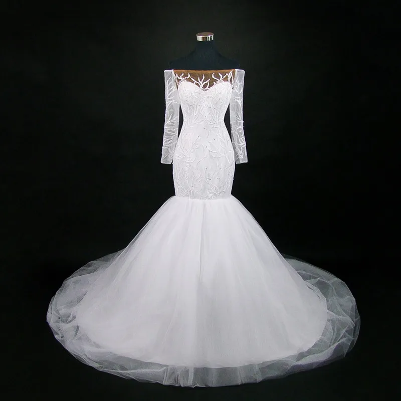 New African Mermaid Wedding Dress Luxury Lace Off the Shoulder Wedding Gown