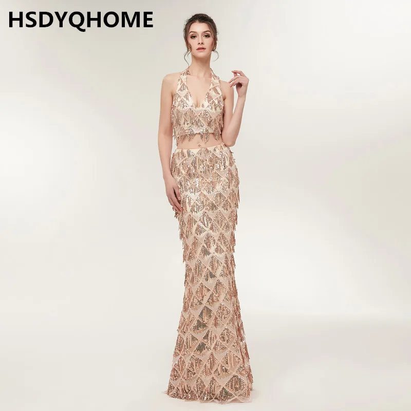 HSDYQHOME вечернее платье с блестками кисточками и открытой спиной Сексуальные