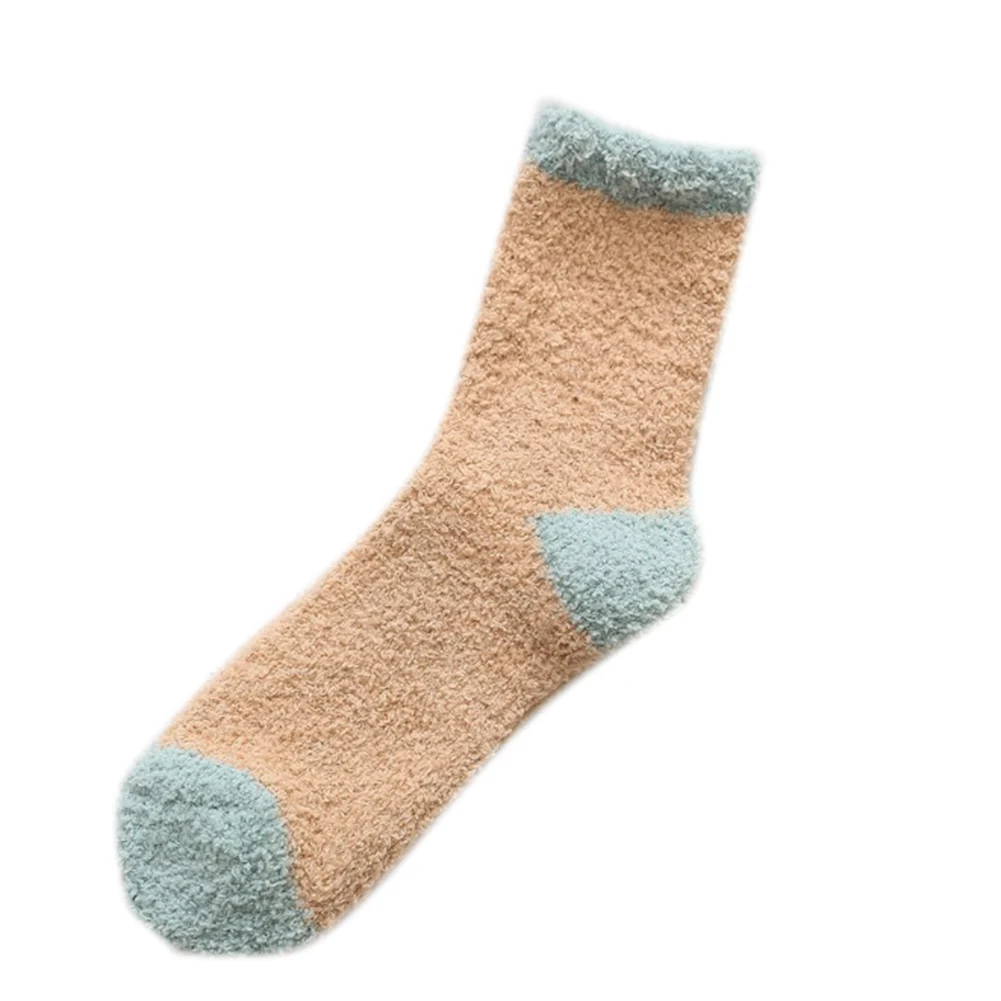 1Pair Coral velvet socks ladies winter home Warm Thicken Soft Casual Floor Elastic half | Женская одежда