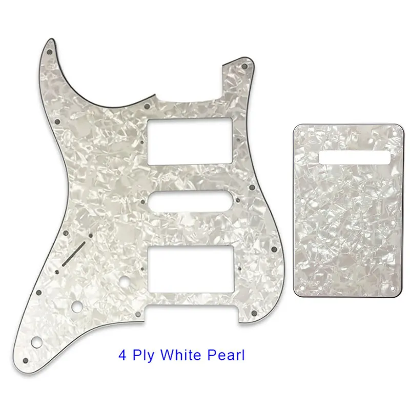4Ply White Pearl Запчасти для гитары-для левшей США Страт 72' 11 винтовое отверстие стандарт PAF Humbcker HSH гитарная Накладка и задняя пластина скретч пластина - Цвет: 4Ply White Pearl
