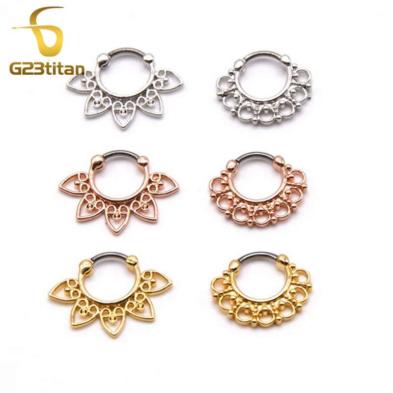 

Real Nose Piercing Rings 16G Titanium Septum Clicker 8mm Ear Hoop Nose Earring Body Accessories Septo Nez Fashion Jewelry