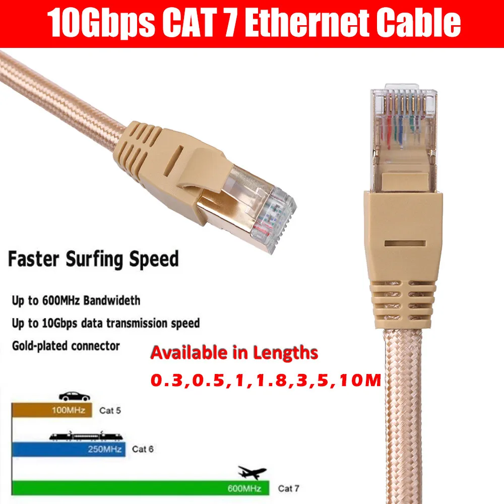0 3 м/0 5 м/1 8 м/3 м/5 м/10 м оплетка высокоскоростная Cat 7 RJ45 Ethernet локальная сеть 10 Гбит/с