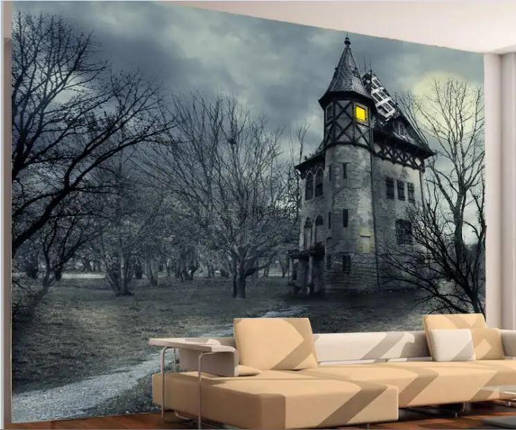 

Bacaz Magic Theme Castal Hallowmas Large Papel Mural 8d/3D Mural Wallpaper for Sofa Background 3d Wall paper 8d Photo Mural