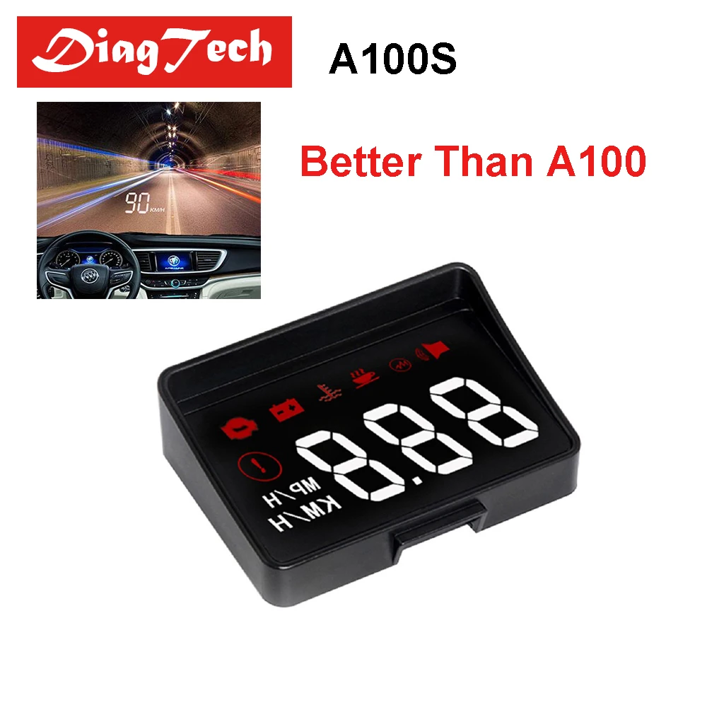Новое поколение A100S автомобиля HUD Дисплей OBD2 EUOBD превышение скорости Предупреждение автоматический электронный Напряжение сигнализации лучше, чем A100 HUD