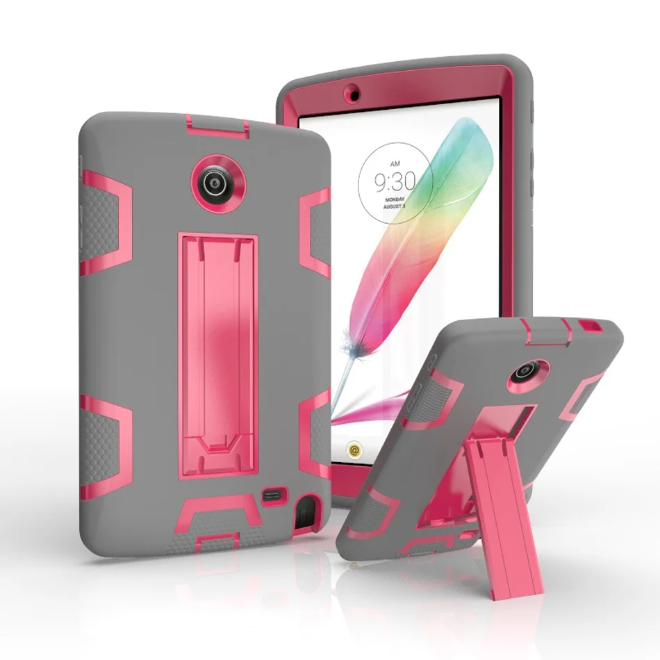 Shockproof Dual Color Hidden Bracket Back Cover Case for LG G Pad 2 8.0&quot V498 V495 V496 Three Layer Silicone &amp PC Armor | Компьютеры