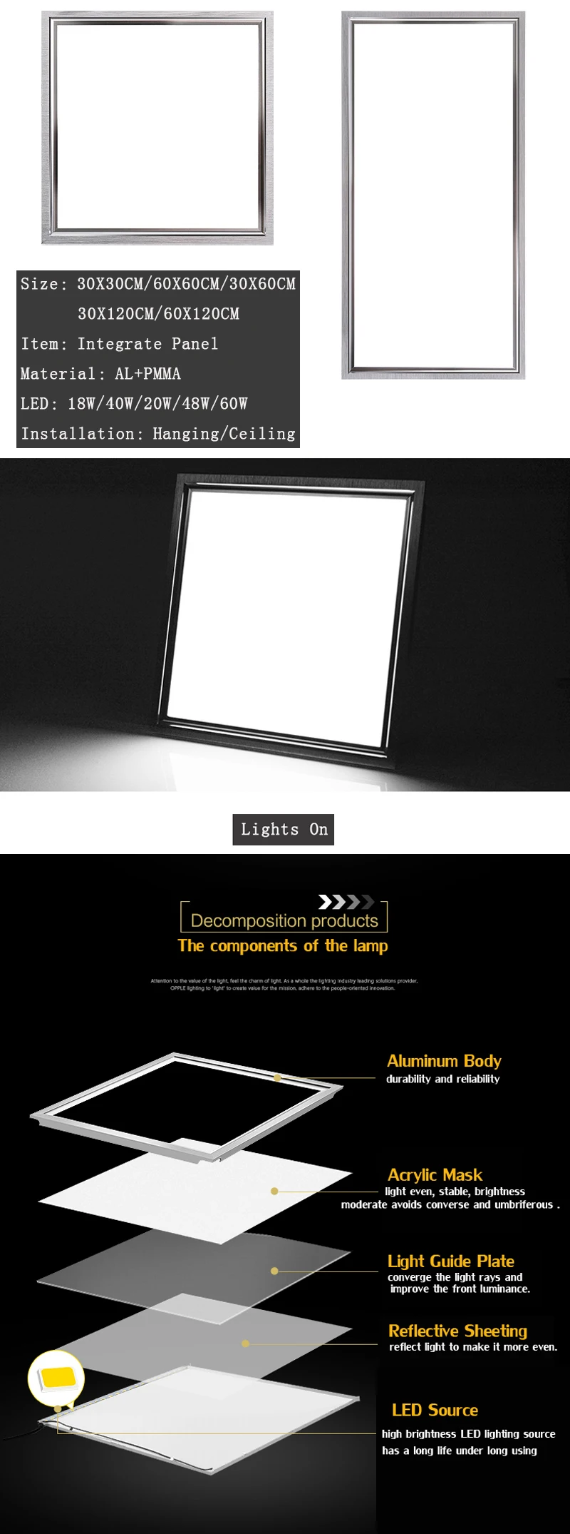 Dynasty Lighting светодиодный панельный светильник интегрированный 30X30 см квадратный алюминиевый потолочный светильник супер яркий 18 Вт/40 Вт/20 Вт/48 Вт/60 Вт для кухни и офиса