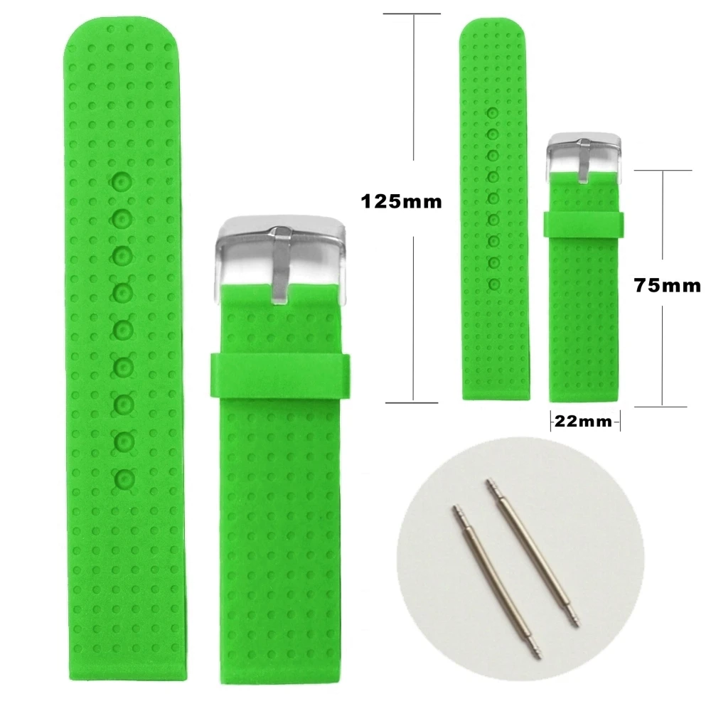 

22mm Spring Grass Green Color Silicone Jelly Rubber Ladies Mens Watch Band Straps WB1074Y22JB