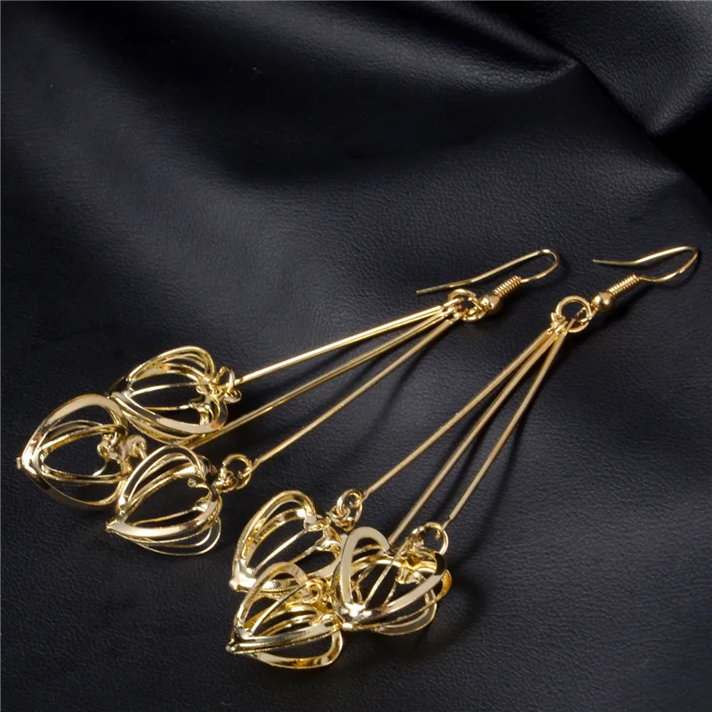 H:HYDE Bohemia Style Long Earrings for Women Heart Design Gold Color Drop Dangle Jewelry oorbellen | Украшения и аксессуары