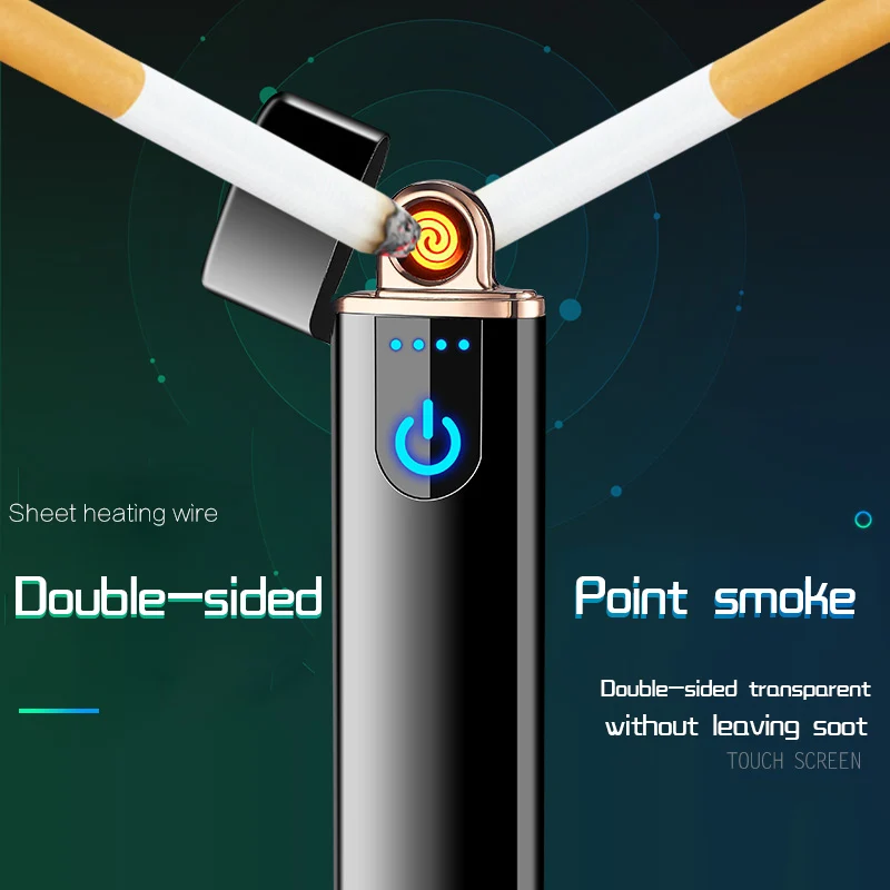 Новинка тонкая usb зарядка зажигалка с сенсорным экраном электронные зажигалки