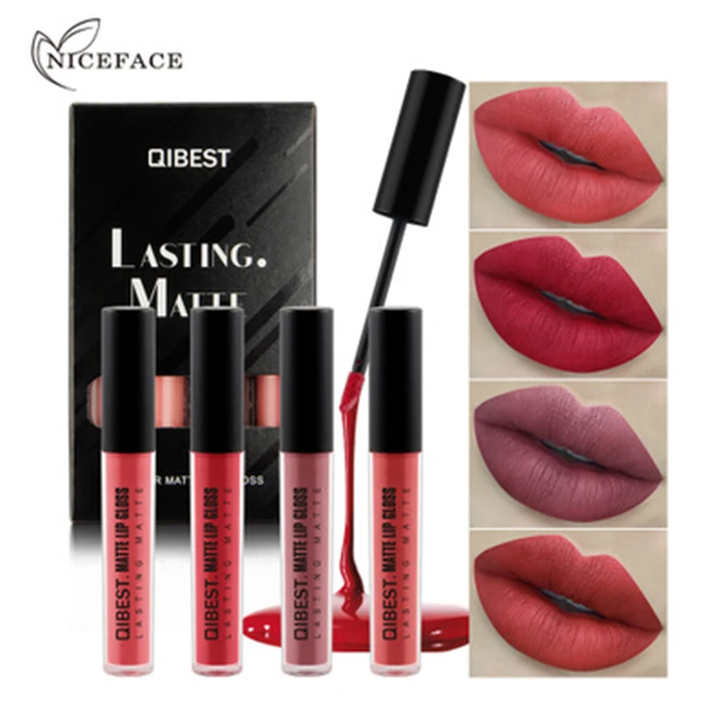 NICEFACE 4 шт./компл. натуральная красная бархатная водостойкая Матовая жидкая